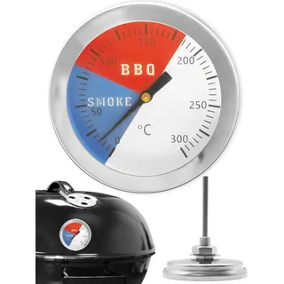 HomeTools.eu® - Temperatur-Beständiges, analoges BBQ Grill-Thermometer Koch-Thermometer, zum Nachrüsten für BBQ Smoker Grill Töpfe Bräter Räucher-Ofen, Ø 5.2cm, 0°C - 300 °C