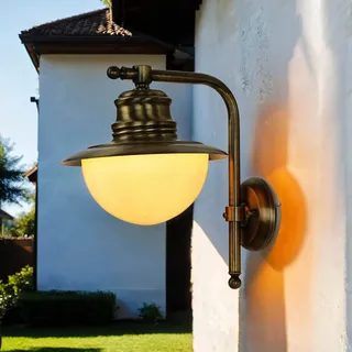 Außen Wandleuchte aus Messing Glas Premium Design rostfrei Haus Hof Lampe PELLA