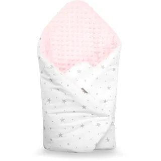 Sevira Kids Pucksack – Winter – Baby – Mehrzweck – 100% Baumwolle – Minky wendbar – Einschlagdecke – Geschenk zur Geburt – Stella Rosa – 80 x 80 cm