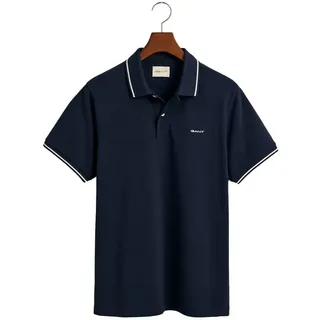 Gant Tipped Piqué Kurzarm-poloshirt - Evening Blue - 2XL