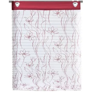 Home Fashion 91906-656 Plisseerollo, mit Haken und Ösen, Voile, Bedruckt, Bordeaux / 140 x 60 cm