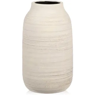 Dekovase Blumenvase aus Keramik Rund Tischvase im Antik Shabby Chic Look Vasen für Blumengesteck, H x Ø: 24,0 x 14,0 cm