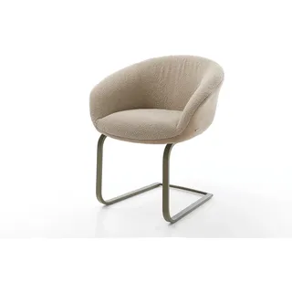 Freischwinger Vinka-Flex mit Armlehnen Materialmix Schlamm Freischwinger flach Effektfinish Titan Taschenfederkern