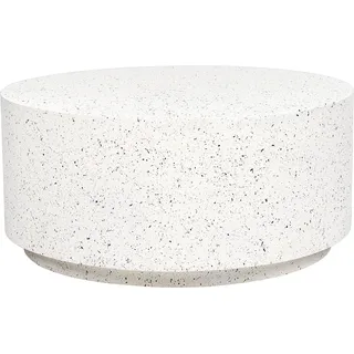Beliani Beistelltisch Cremeweiß Leichtbeton und Glasfaser rund 90 cm Terrazzo Optik Modern Outdoor , Indoor Couchtisch Wohnzimmer, Ausstattung Möbel - weiß