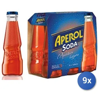 9x Aperol Soda 125x6 Flaschen Gingerini, Durchsichtige, Glas