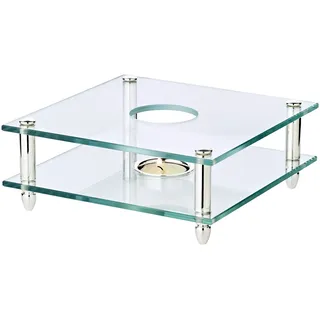 EDZARD Stövchen Carmen (19x19 cm) Glas & Silber - Tee Warmhalteplatte aus Glas, Kaffeewärmer mit Teelicht - Teelichthalter - Warmhalteplatte Teelicht für Kaffeekanne & Teekanne