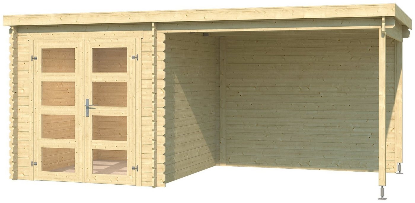 Bild von Gartenhaus »Long Beach, Naturbelassen«, (Set), mit Anbau, beige