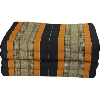 Fine Asianliving Thaimatte Faltbar Kapokfüllung 80x200cm XXXL Schwarz Orange Thai Kissen Meditation Matte Matratze Kapok 301-O04 - Orange