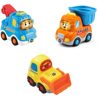 Vtech Tut Tut Baby Flitzer - 3er Set Baustellenfahrzeuge (Abschleppfahrz., Kipplaster, Bulldozer), Babyautos, Mehrfarbig