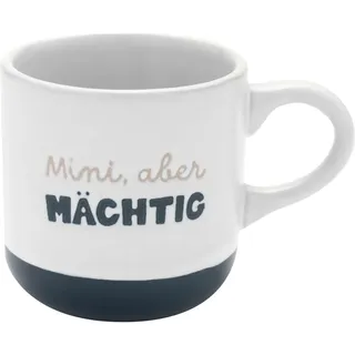 GRUSS & CO Espressotasse mit Gravur "Mini, aber mächtig" | Tasse aus Steinzeug, 10 cl, mit Geschenk-Banderole | Geschenk Freunde, Geburtstag | 73936