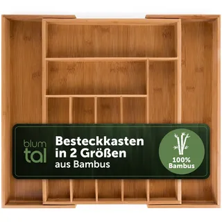 Blumtal Besteckkasten aus Bambus 7 bis 9 Fächer 33,7 x 5 x 44,5 cm