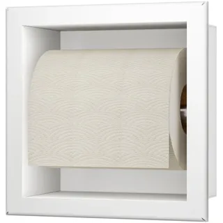 Bernkot Unterputz-Toilettenpapierhalter Edelstahl, WC Toilettenpapierhalter für das Badezimmer Halterung,17.3×17.3×8.7cm, Weiß