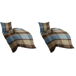 Bierbaum Bettwäsche 4942, Fein-Biber, Designed in Germany, Mokka 09, 135x200 cm + 80x80 cm (Packung mit 2)
