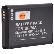 DSTE Ersatz Batterie Akku kompatibel mit Samsung BP-70A WB2000 CL65 CL80 EX1 HZ25W HZ30W HZ35W HZ50W ST1000 ST5000 ST5500 TL240 TL320 TL350 TL500 Digital Kamera
