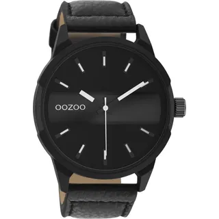 Oozoo Armbanduhr schwarz Leder Timepieces Herren Analog-Quarzuhr UOC11004 - Schwarz