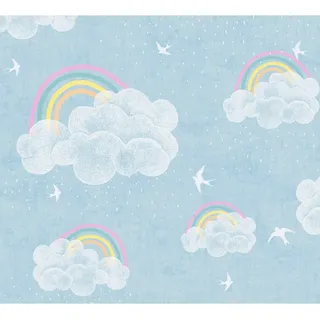 A.S. Creation Vliestapete Wolken Regenbogen 10,05 m x 0,53 m Blau-Bunt FSC®