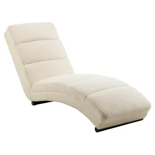 AC Design Furniture Sidse Organische Chaiselongue Teddystoff in Cream fürs Home Office und Wohnzimmer, Gepolsterte Liege mit Rückenlehne, Keine Montage, L: 170 x H: 82 x B: 60 cm, 1 Stk.