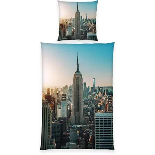 Herding Klaus GmbH New York Empire State Building Skyline Bettwäsche glatt One World Trade Center 135 x 200 cm Kissen 80 x 80 cm 100% Mikrofaser NEU Wow - All-In-One-Outlet-24 -
