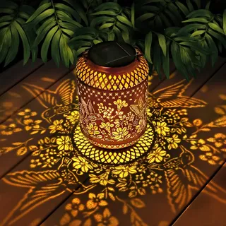 Dremisland Laternen für Draußen Kolibri Solarlaterne IP65 Wasserdichte Solarlampen Gartendeko Geschenke für Frauen Mama Oma Solarlaternen für Außen Hängende LED Metall Laterne Balkon Hof