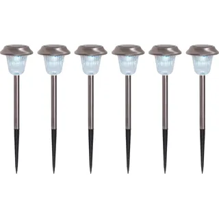 Solarleuchte Garten Erdspieß 6er Set Solarlampe Außen Wegelampe Solar 4043306 - Silber