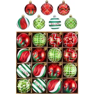 Unyqoos® Weihnachtskugel-Set – unzerbrechliche Kunststoffkugeln rot & weiß, sichere Christbaum- und Festdeko für Baum, Tisch & Außenbereich, Glanz & Struktur - Rot, Weiß, Grün