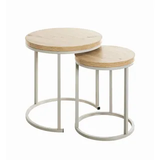Haku-Möbel HAKU Möbel Beistelltische-Set rund MDF-Platte Eiche 2 St.