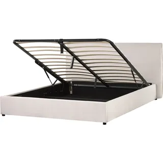 Beliani Polsterbett Cremeweiß Lavaur - Textil , 160x200 cm , Schlafzimmer, Betten, Polsterbetten