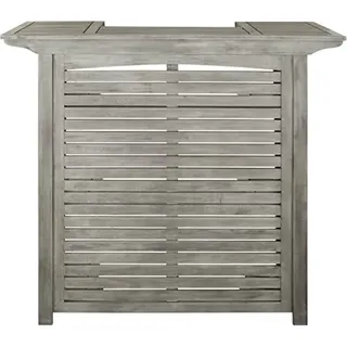 SAFAVIEH Wooden Outdoor Bar, in Grey Wash, 115 X 70 X 105