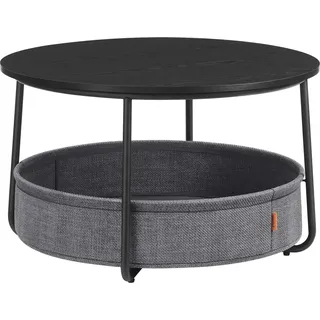 Vasagle Couchtisch mit Stoff-Korb Ø 75 cm x 45 cm Schwarz-Grau