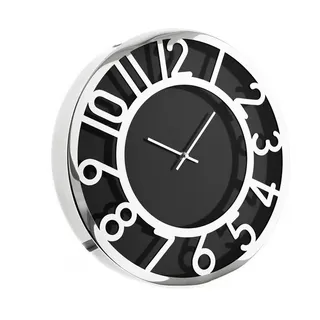 COFI Almina elegante Wanduhr für Ihr Zuhause 60 cm mit Ziffern Schwarz/Silber