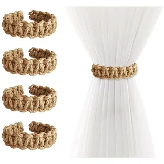 HMCEY 4 Stück Gardinen Raffhalter für Vorhänge,Kordel Gardinen Halterung,Geflochtene Gardinenhalter Boho,Gardinenraffer Kinderzimmer,Band Vorhanghalter,Vorhang Binder,Curtain Holder,Gardinenzubehör