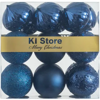 Busybee weihnachtskugeln 18 Stücke 8CM Ornamente für Weihnachtsbaum Blau Christbaumkugeln Plastik Weihnachtsdekoration Kugeln