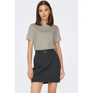 JDY Kurzarmshirt »JDYSELMA S/S CROCHET POCKET TOP JRS NOOS«, grau