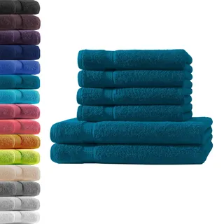 2X Duschtuch + 4X Handtuch | Petrol | 100% Baumwolle Frottier | Oeko-TEX® Standard 100 | Premium Qualität 500 g/m2