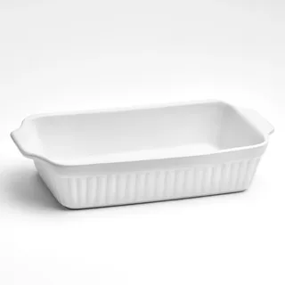 Auflaufform VAN WELL "Backform rechteckig, 36 x 20 x 7,4 cm, mit Rillenstruktur", weiß, B:36cm L:20,5cm, Keramik, Auflaufformen, Auflaufform, weiß, spülmaschinen- und mikrowellenfest