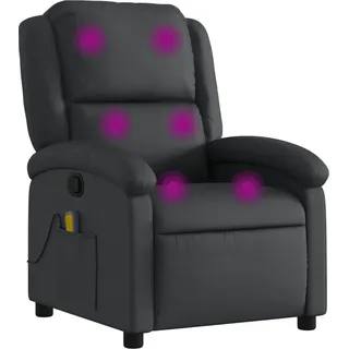 vidaXL Massagesessel Relaxsessel Echtleder Schwarz - Schwarz