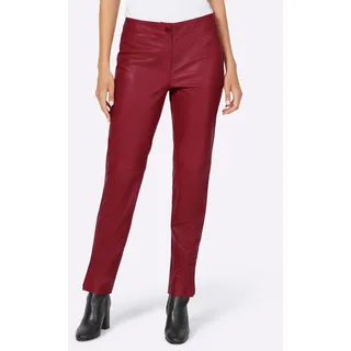 Lederhose HEINE, Damen, Gr. 36, Normalgrößen, rot (kirsche), 100% Lammnappaleder, unifarben, lang, Hosen Lederhose
