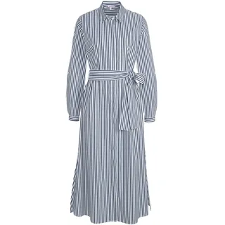 Midikleid ALBA MODA "Kleid Kleid", Damen, Gr. 40, N + K Gr, blau (marine, weiß), Obermaterial: 76% Baumwolle CO. 22% Polyester PES. 2% Elasthan EL., Modern, figurbetont, Kleider Midikleid