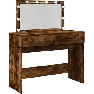 vidaXL Schminktisch mit LED-Beleuchtung Räuchereiche 100x40x120 cm - Braun