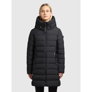 khujo Steppjacke "NEKAR" mit Kapuze mit Kapuze und Kordelzug, hochschließender Kragen, bequeme Passform, schwarz