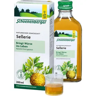Schoenenberger - Sellerie naturreiner Gemüsesaft - 1x 200 ml - frisch gepresster Gemüsesaft aus Sellerieknollen - vegan - ohne Zusatz von Zucker*, Alkohol* & Konservierungsstoffen*