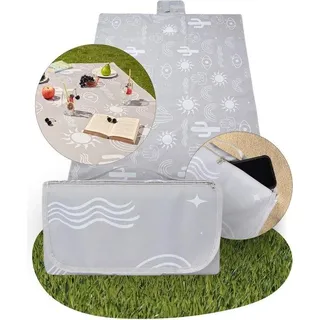 Ibenzoa® Wasserdichte Picknickdecke 200×150 cm – Oxford‐Gewebe, wasserfeste Beschichtung, mit Traggriff, rollbar 31×19×6 cm, 1 kg - Grau