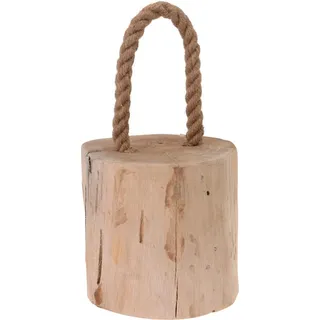 Türstopper Holz 1,4 kg Maritim Rustikal Holzstamm mit Kordel Teakholz Natur - Braun