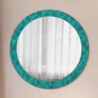Spiegel - Mirror zum Wandspiegel Schlafzimmer – Schminkspiegel- grün und gold Komposition- Ø80cm - Grau