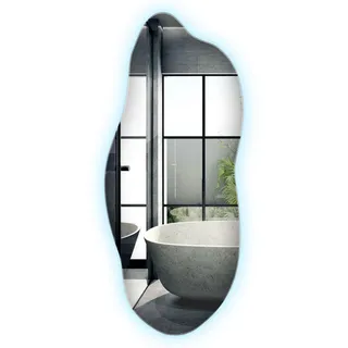 wallfluent LED Badspiegel 40 x 90 cm Blau/Transparent
