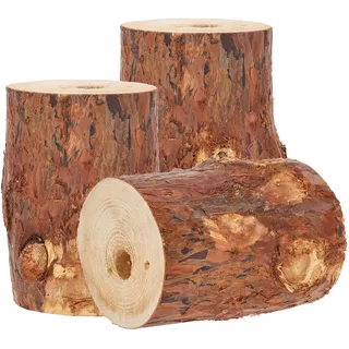 KOTARBAU® 3er Set Schwedenfeuer mit Anzünddocht Gartenfackel Gartenkerze in einem Holzklotz Holzschaum Holzfackel Grill Picknick Garten Standard Finnenfackel