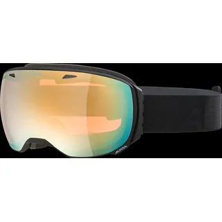 Alpina BIG Horn Q - Verspiegelte, Kontrastverstärkende & Polarisierte Skibrille Mit 100% UV-Schutz Für Erwachsene, black matt, mirror gold (34) One Size