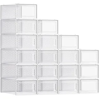Songmics Aufbewahrungsbox 18er Set transparent-weiß