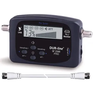 DUR-line NEU SF 2500 Pro - Satfinder - Display & Elektronik verbessert - digitales Satelliten-Messgerät zur exakten Justierung Ihrer Sat-Antenne - Finder inkl. F-Kabel und verständlicher Anleitung