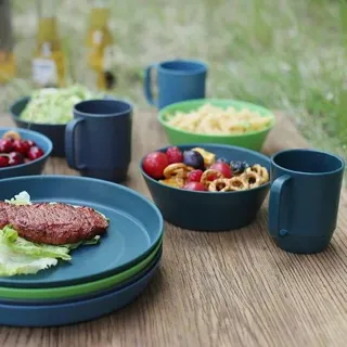 Plastik unzerbrechbares Geschirrset, 12 Stück Campinggeschirr, leichtes Geschirr, Tassen und Becher, magnetron- und Geschirrspülerbeständiges Geschirrset, Service für 4, ideal für Kinder